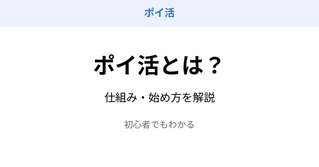 ポイ活とは 仕組み 始め方 初心者向け