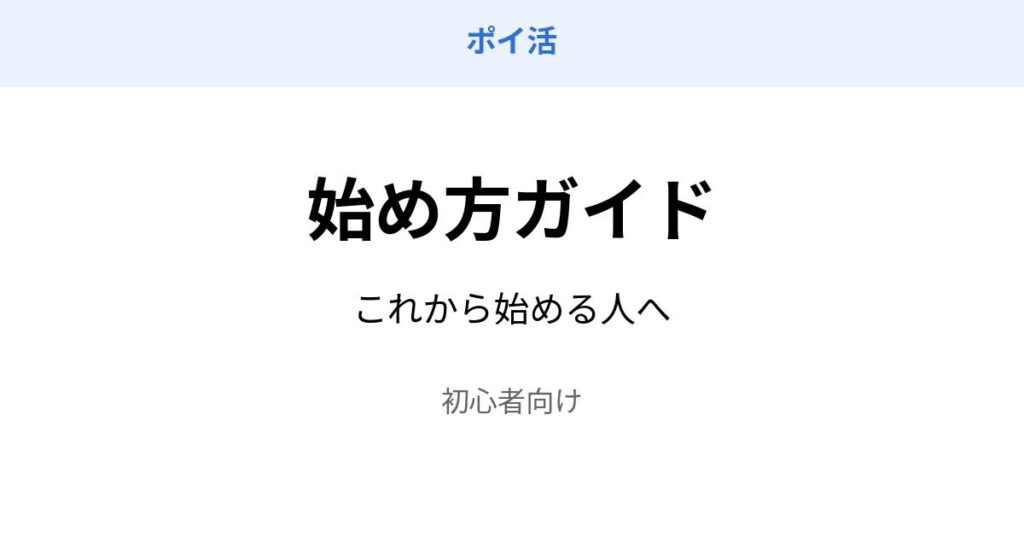 ポイ活 始め方 ガイド 初心者向け