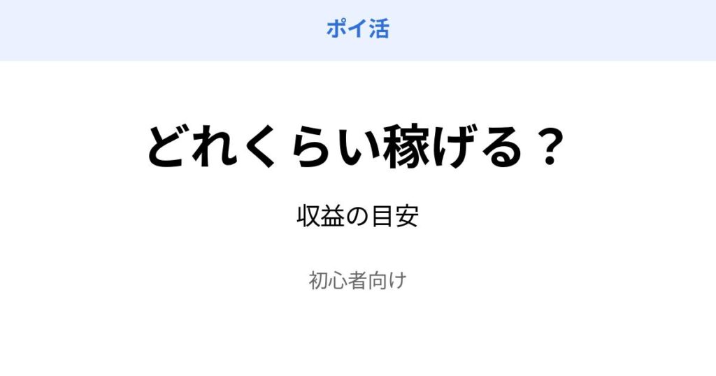 ポイ活 どれくらい稼げる 収益目安 初心者向け